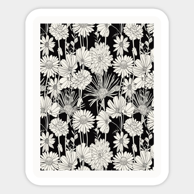 Black and White Neck Gator Black and White Wildflower Pattern Sticker by DANPUBLIC